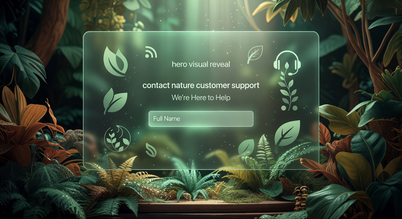 Customer support concept with botanical tones and modern digital interface